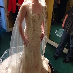 hand-beaded backless wedding dress